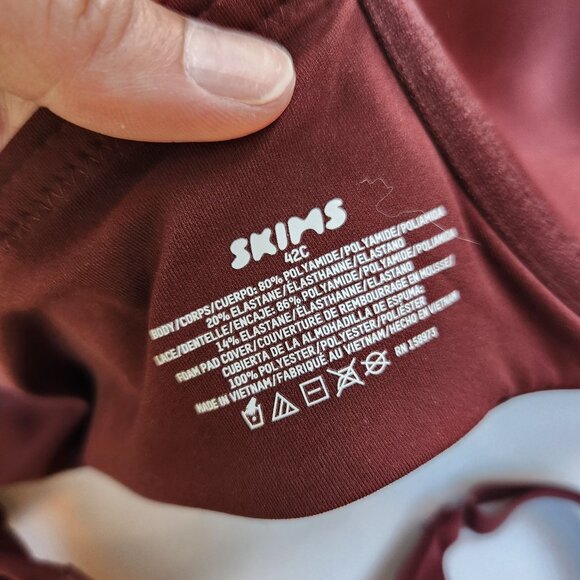 Skims Lace Padded Push-Up Bra Plum Purple Adjustable Straps Women's 42C - Picture 6 of 6